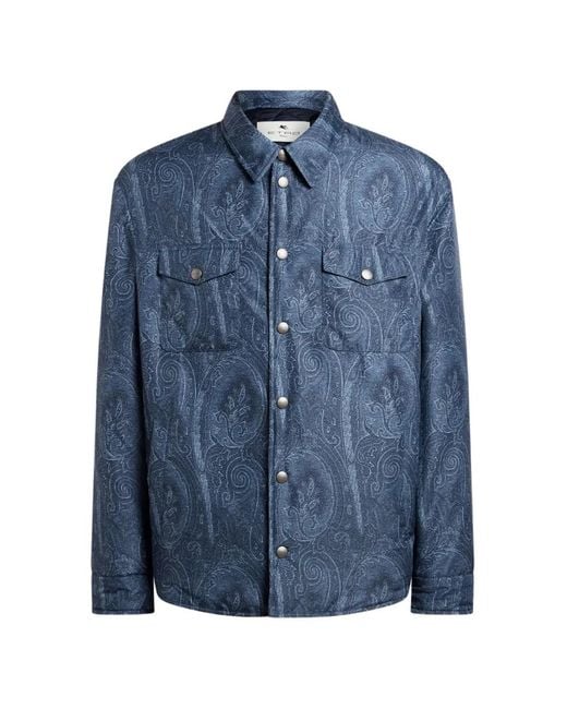 Etro Blue Paisley Overshirt for men