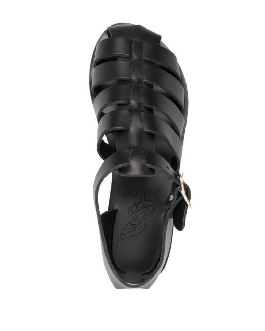 Ancient Greek Sandals Black Homeria Leather Sandals