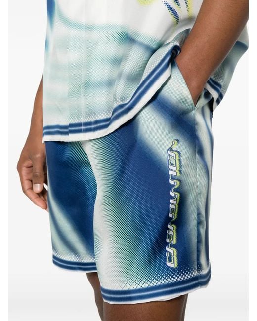 Casablanca Blue Wave Print Drawstring Trousers for men