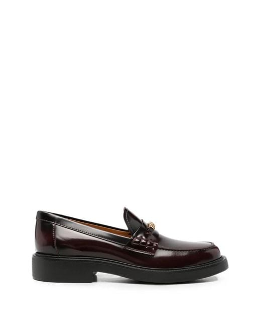 Tod's Black Logo-Plaque Leather Loafers