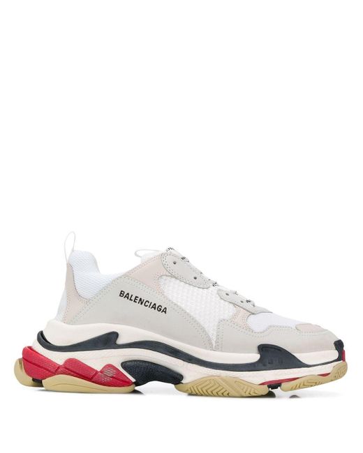 Balenciaga White M Triple S Tricolour Sole Sneakers for men