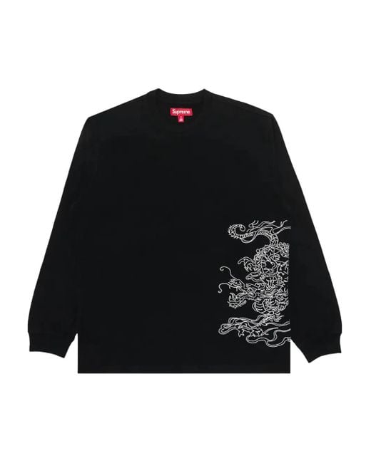 Supreme ドラゴンモチーフ Tシャツ ブラック　XL Supreme Dragon-Embroidered Long-Sleeve T-Shirt in Black for Men | Lyst