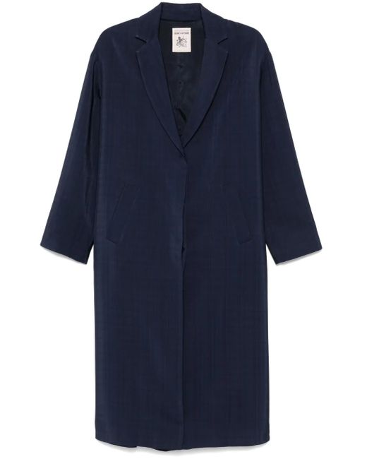 Semicouture Blue Fine-Check Coat