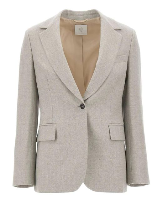 Eleventy Natural Single-Breasted Blazer