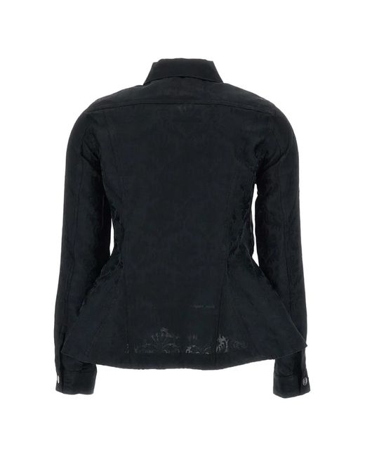 Comme des Garçons Black Damask-Pattern Peplum Jacket