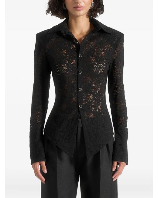 Manière De Voir Black Sila Lace Flared-Sleeve Shirt