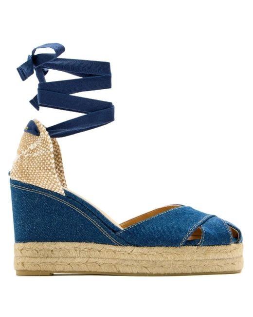 Castaner Blue 110Mm Denim Wedge Espadrilles