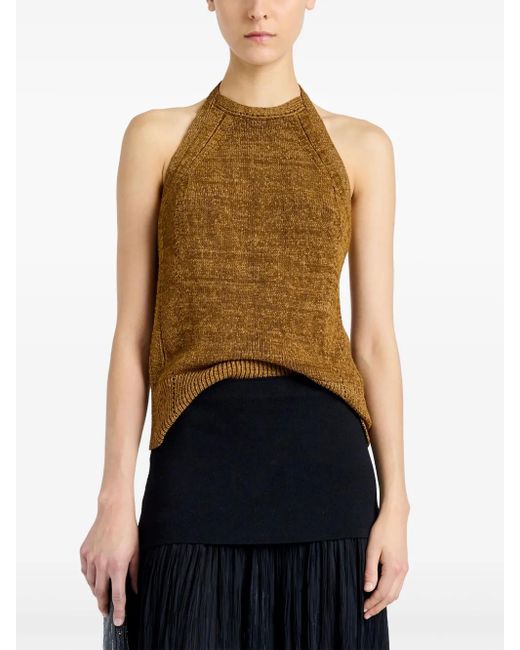 Proenza Schouler Brown Leona Top In Viscose Ribbon Knit