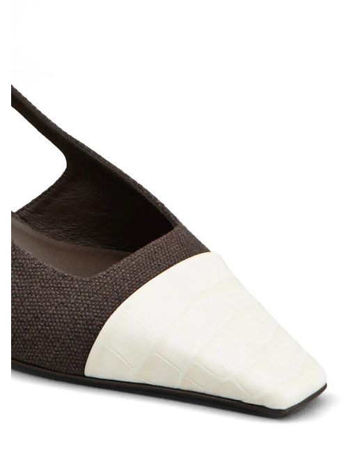 Tod's White Croc-Effect Slingback Pumps