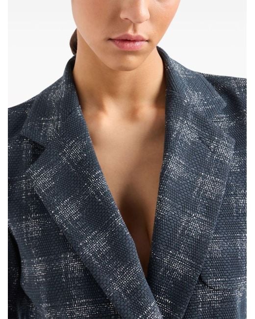 Emporio Armani Blue Cotton Signle-breasted Blazer Jacket