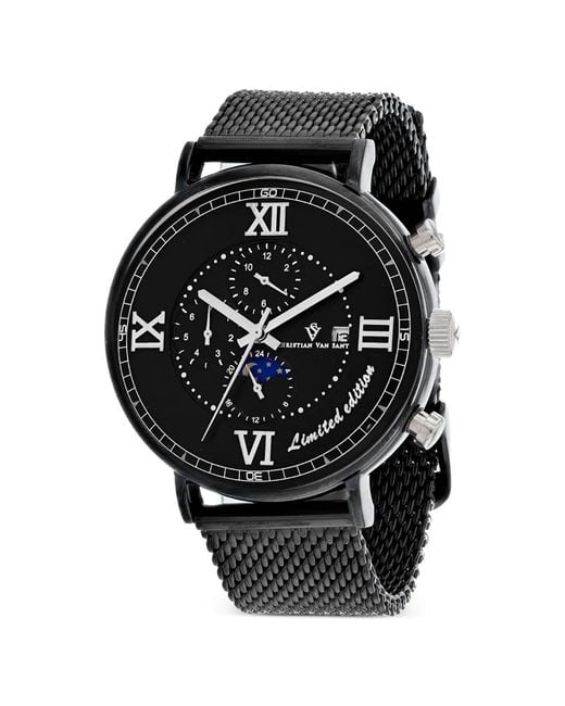 Christian Van Sant Black Somptueuse Ltd 46Mm Watch for men