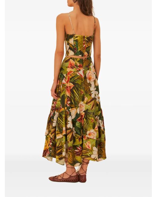 Farm Rio Yellow Botanical Forest-Print Skirt