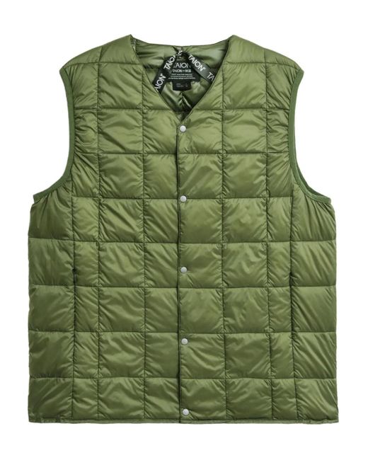 Taion Green V-Neck Down Gilet for men