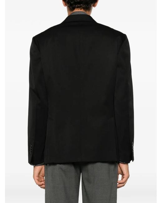 Lardini Black Double-Breasted Peak-Lapel Blazer for men