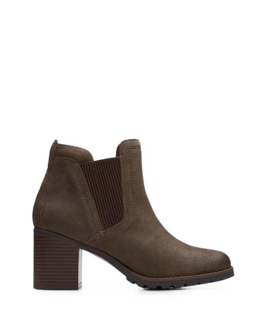 Clarks Brown Leda Round-Toe Ankle Boots