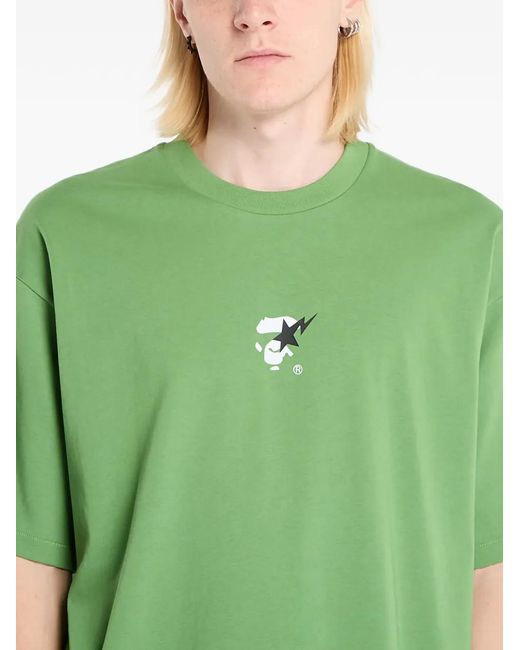 A Bathing Ape Green Ape Face-Print Relaxed Fit T-Shirt for men