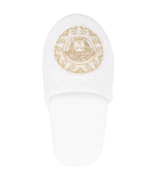 Versace White Medusa Gala Slippers