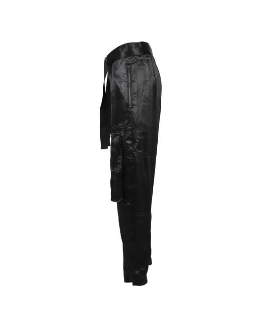 DAIRIKU Black High-Waist Satin Cargo Pants for men