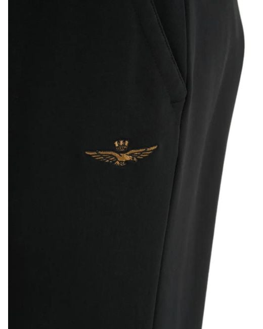 Aeronautica Militare Black Logo-Embroidered Drawstring Track Pants for men