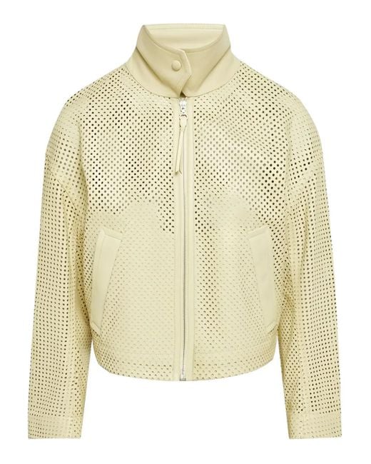 Ferragamo Yellow Perforated Leather Jacket