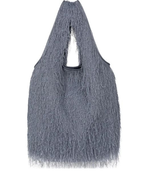Dries Van Noten Blue Fringed Tote Bag