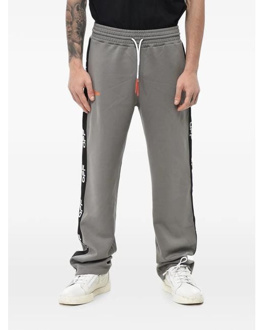 Off-White c/o Virgil Abloh Gray Logo-Stripe Track Trousers for men