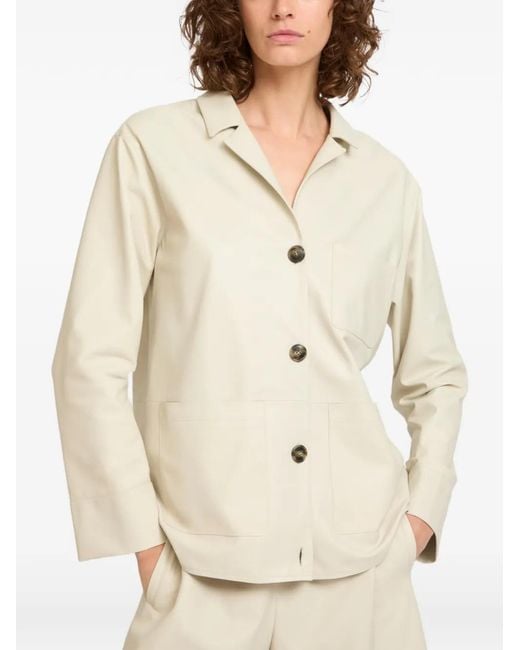 Yves Salomon White Leather Jacket With Buttons
