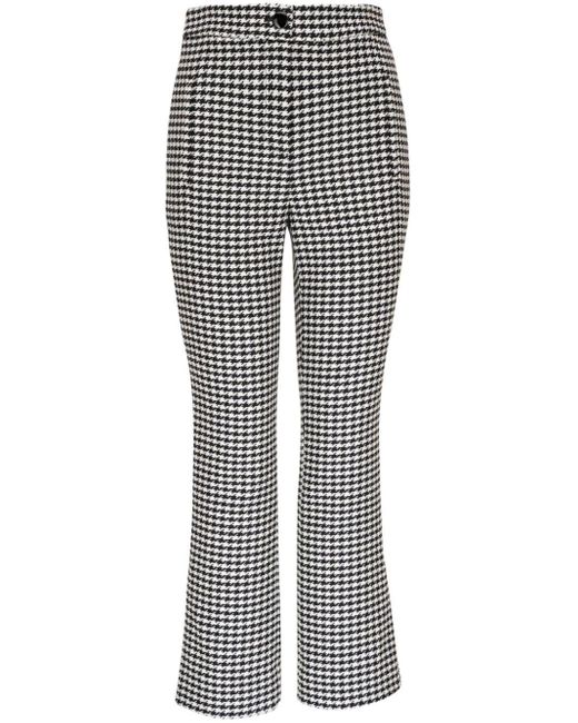 Veronica Beard Gray Arte Houndstooth-pattern Flared Trousers