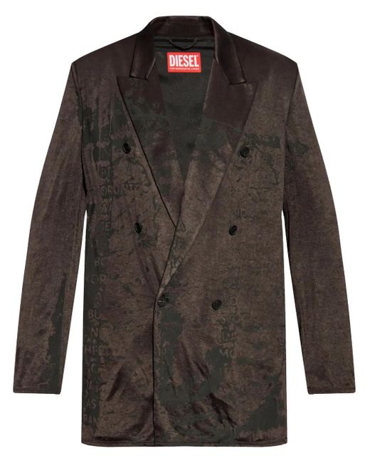 DIESEL Black Double-Breasted Blazer for men