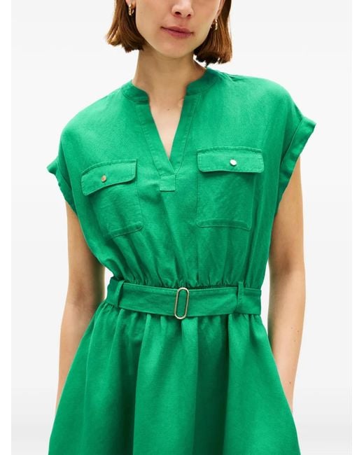 Tommy Hilfiger Green Belted Midi Dress