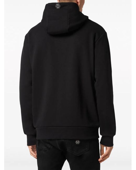 Philipp Plein Black Teddy Bear-Print Cotton Hoodie for men