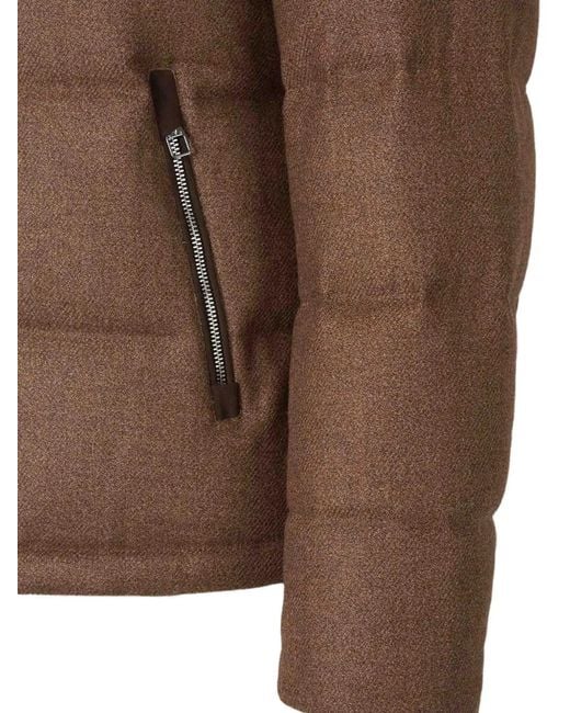 Montecore Brown Quilted Hooded Jacket for men