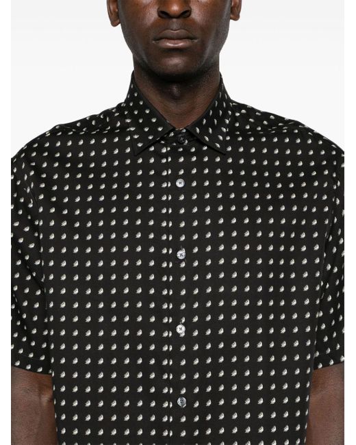 Chemise en satin à logo imprimé Emporio Armani pour homme en coloris Black