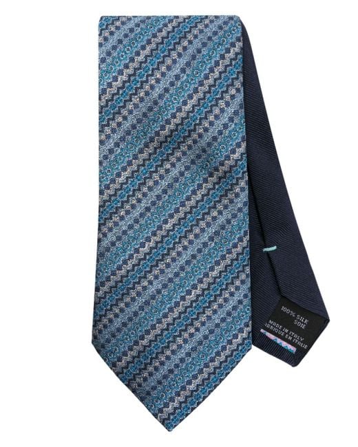 Missoni Blue Geometric-pattern Silk Tie for men