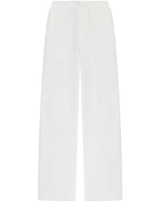 DSquared² White High-Waist Wide-Leg Trousers
