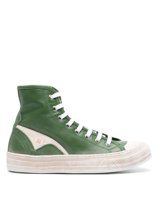 Moma Green Panelled Leather High-top Sneakers