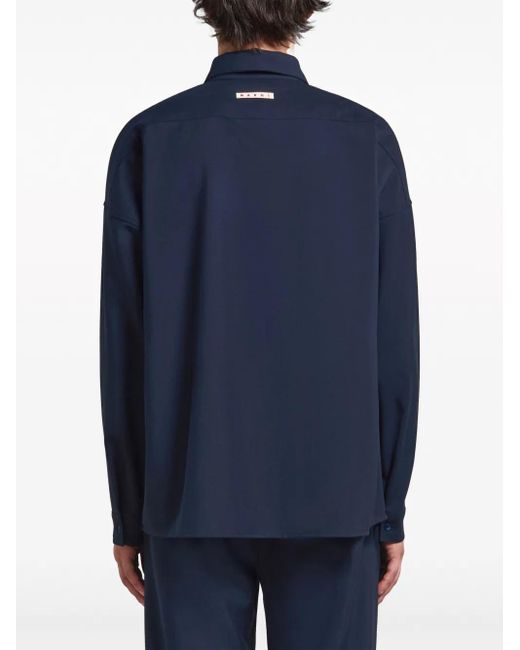 Marni Midnight Virgin Wool Shirt in Blue für Herren