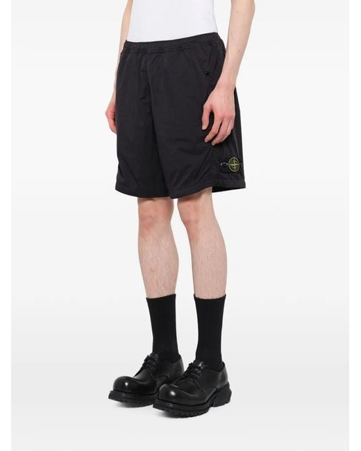 Stone Island Black Short À Patch Logo for men
