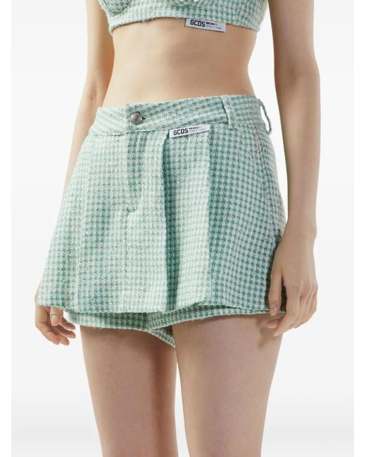Gcds Blue Checked Shorts