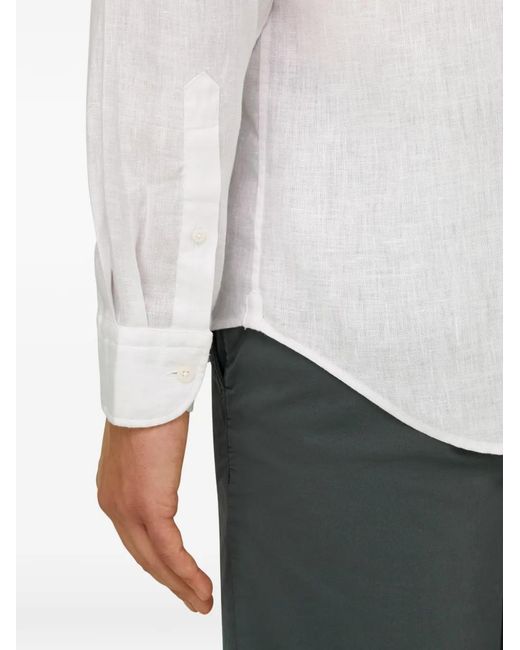 Boggi White Garment-Washed Linen Shirt for men