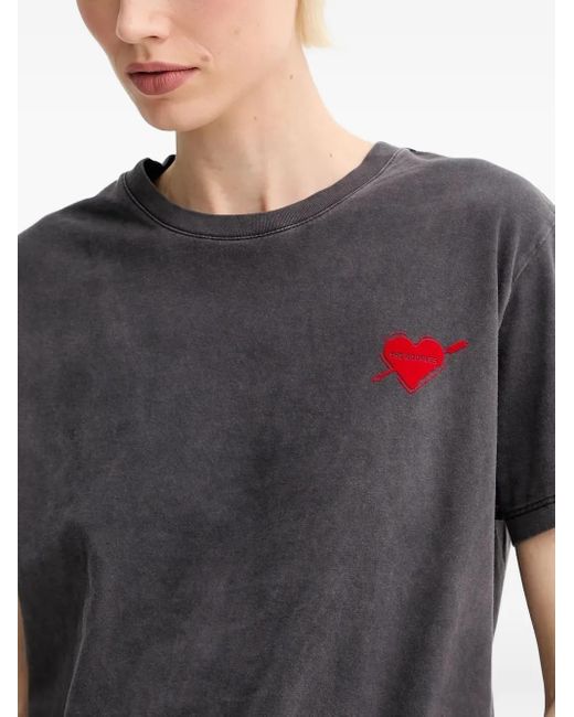 The Kooples Black Heart-Detail Short-Sleeved T-Shirt