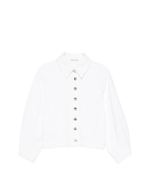 Liviana Conti White Button-Up Denim Jacket