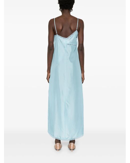 MM6 by Maison Margiela Blue Asymmetric Silk Maxi Dress
