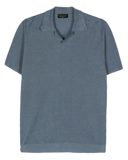 Roberto Collina Blue Knitted Polo Shirt for men