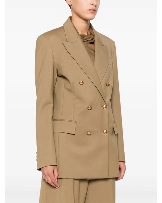 P.A.R.O.S.H. Natural Double-Breasted Stretch-Wool Blazer