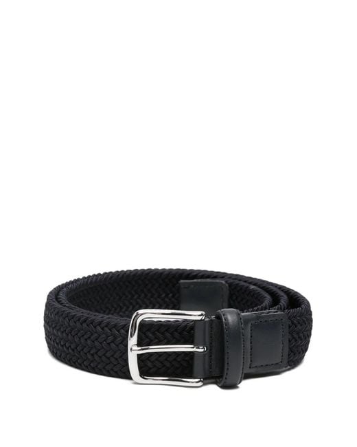 Jacob Cohen Black Braided Leather-Trim Belt for men