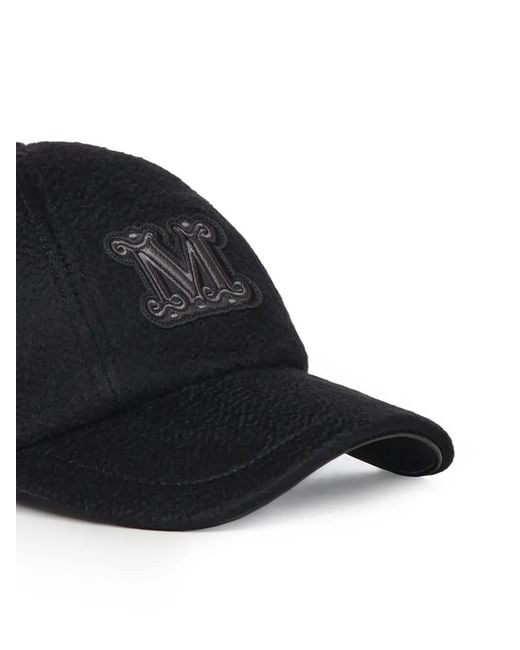 Max Mara Black Baseballkappe Mit Logo-Patch