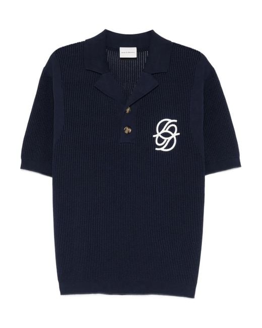 Drole de Monsieur Blue Polo Maille Monogramme Polo Shirt for men