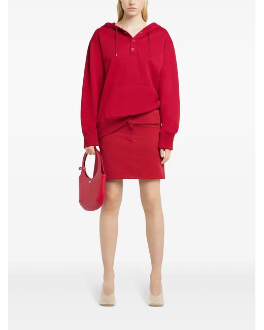 Courreges Red Buttoned Hoodie