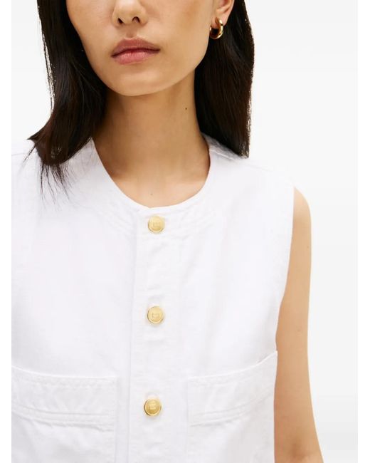 Tommy Hilfiger White Robe Courte À Boutonnière